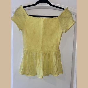 Blue Rain Yellow Off the Shoulder Blouse